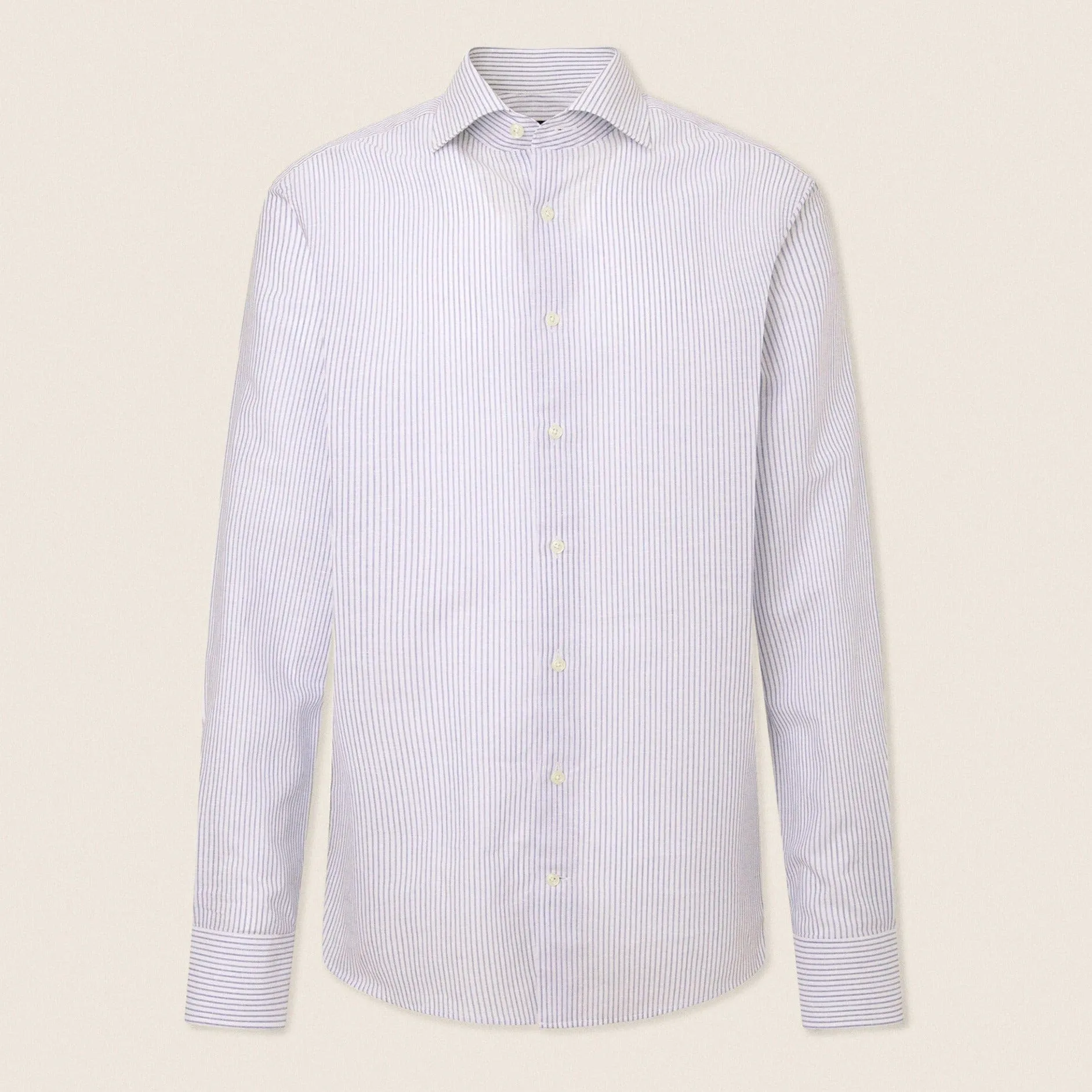 Hackett Cotton Linen Bengal Striped Shirt in White