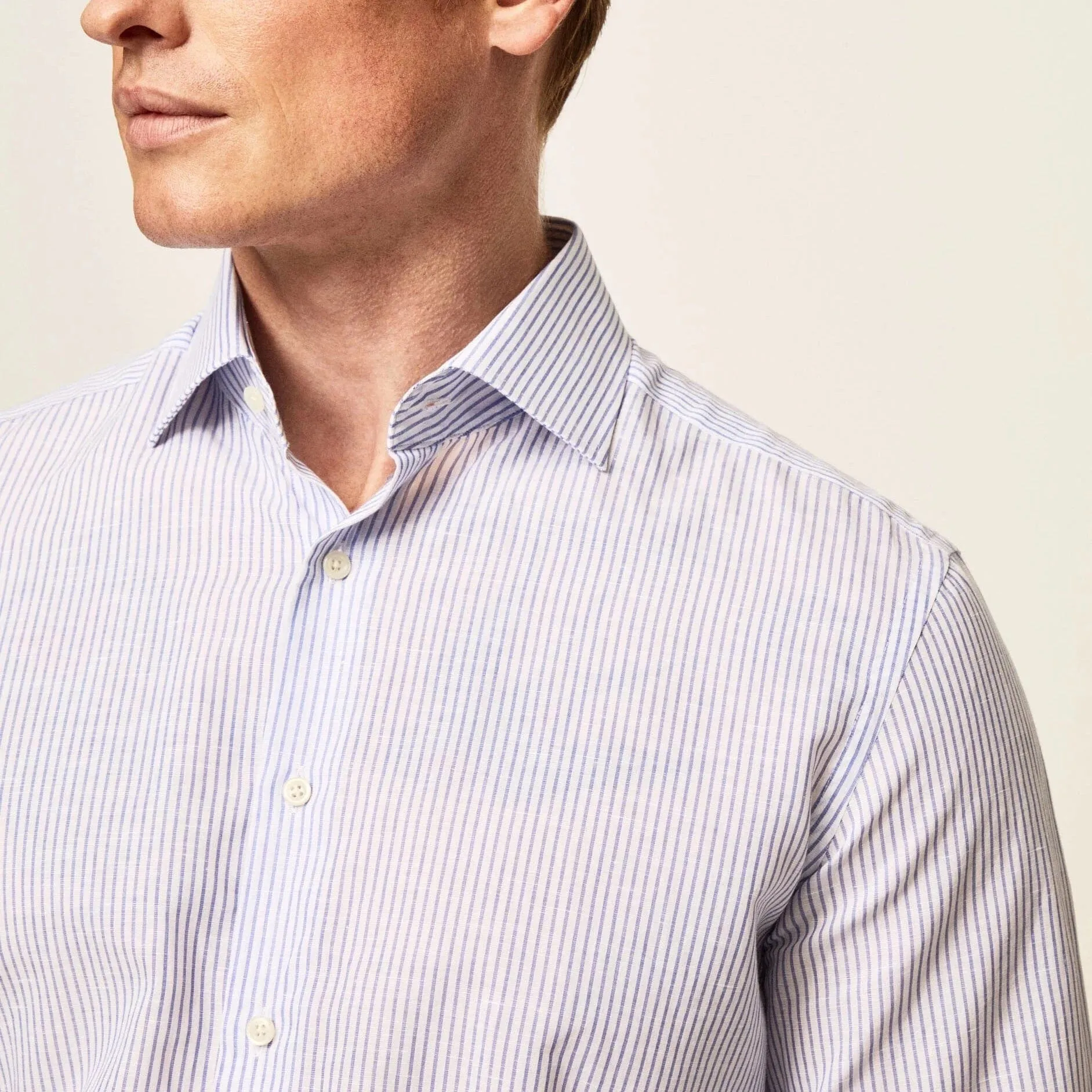Hackett Cotton Linen Bengal Striped Shirt in White