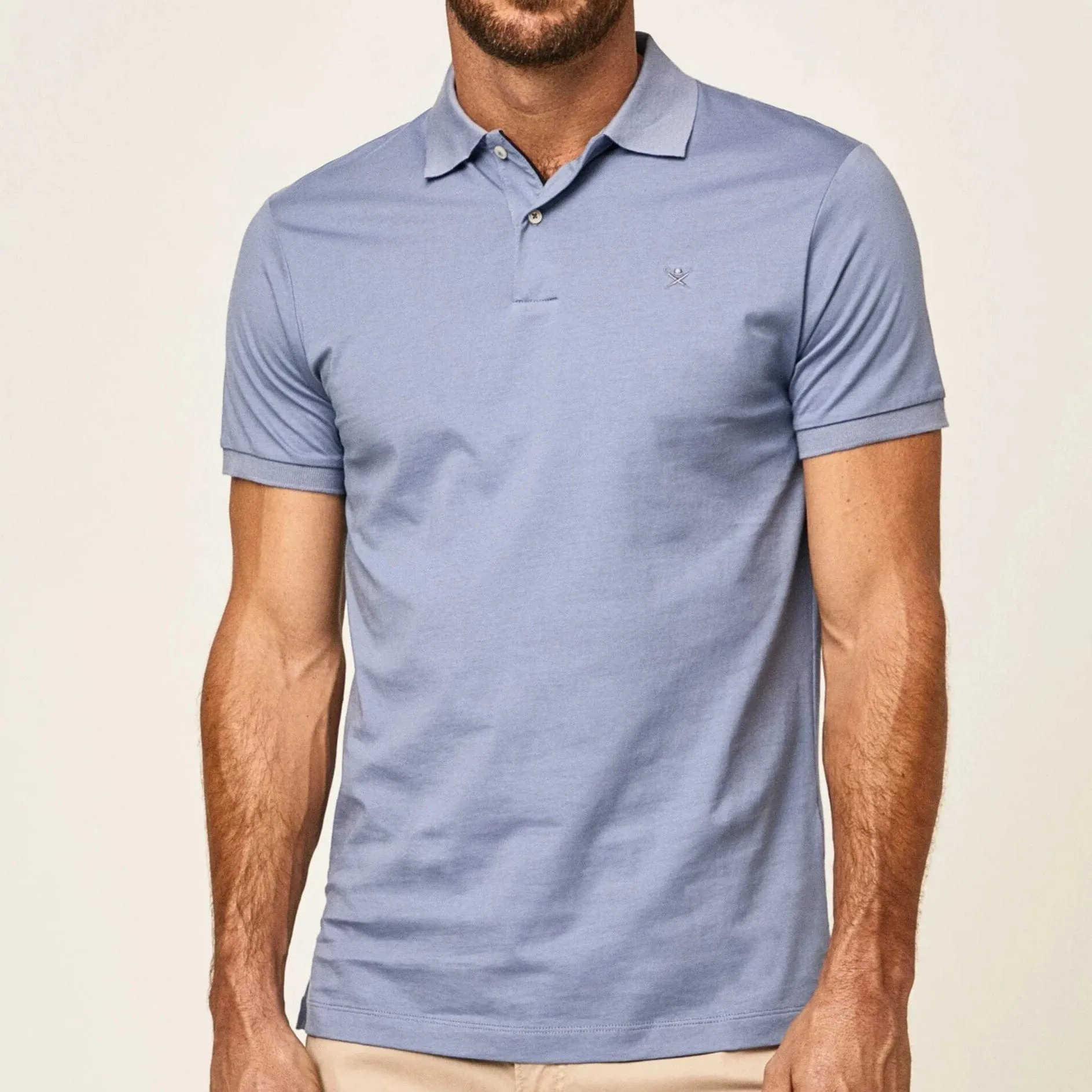 Hackett Slim Fit Logo Polo Oxford Blue