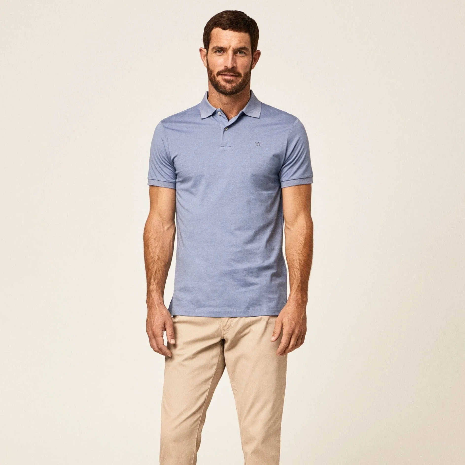 Hackett Slim Fit Logo Polo Oxford Blue