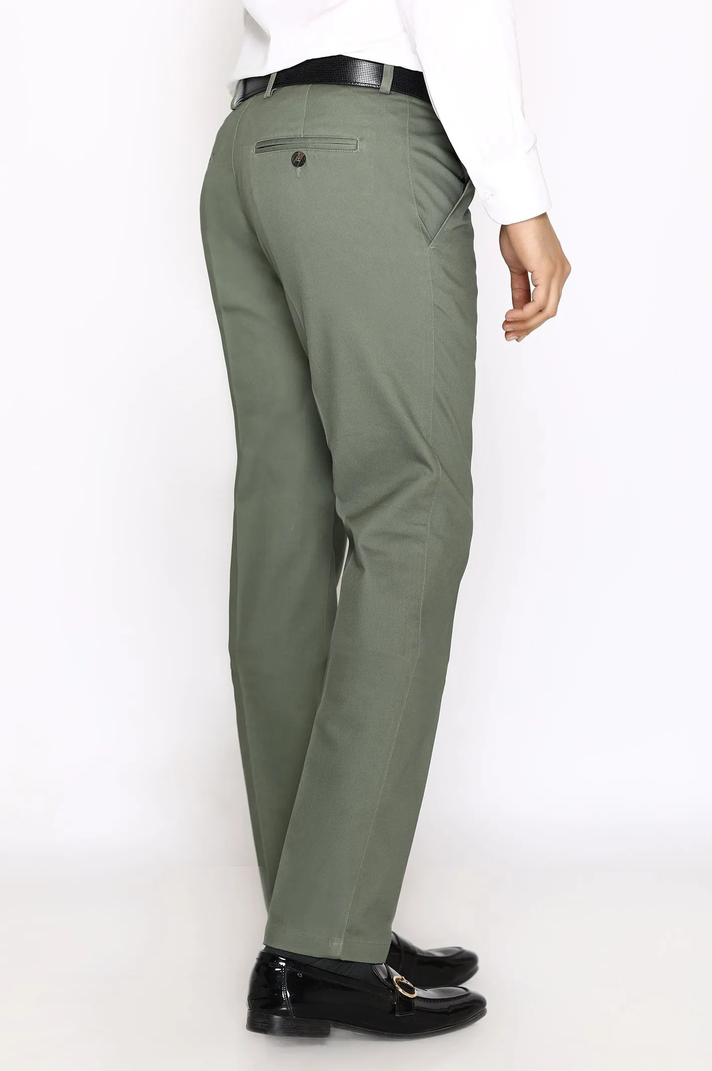 Heather Green Cotton Smart Fit Trouser