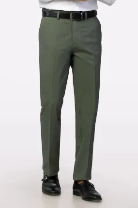 Heather Green Regular Fit Cotton Trouser