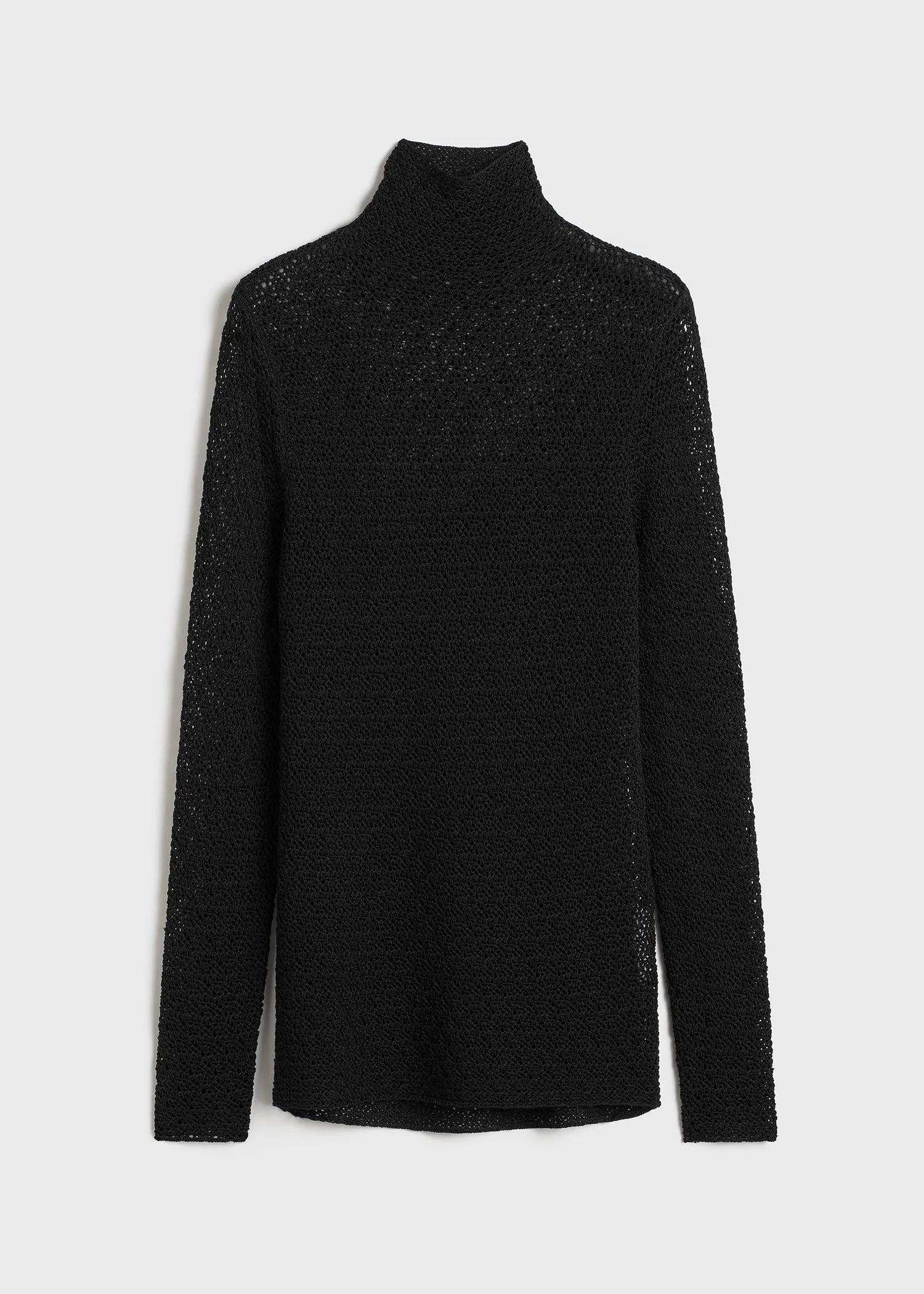 High-neck crochet top black