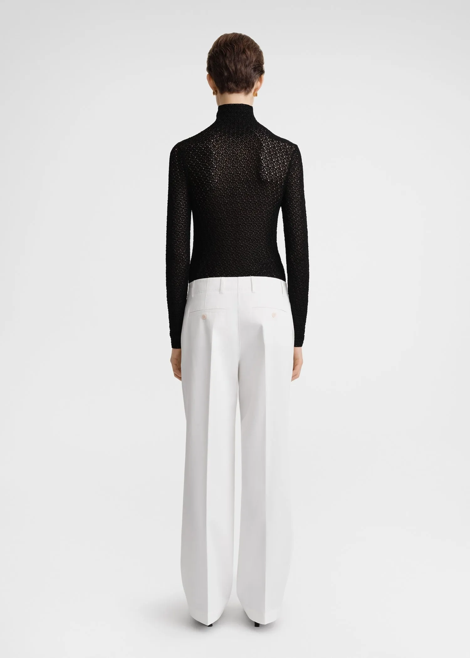 High-neck crochet top black