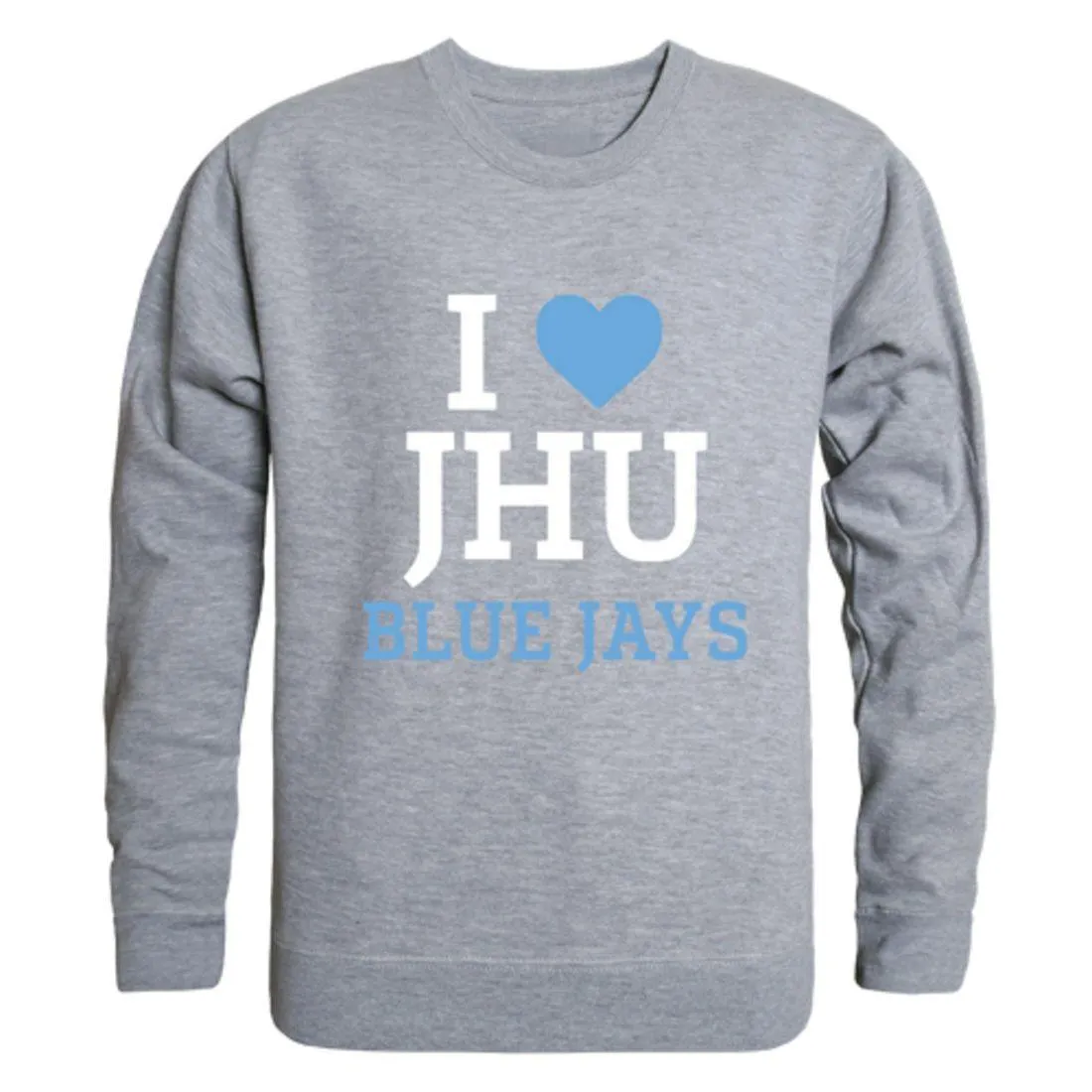 I Love JHU Johns Hopkins University Blue Jays Crewneck Pullover Sweatshirt Sweater