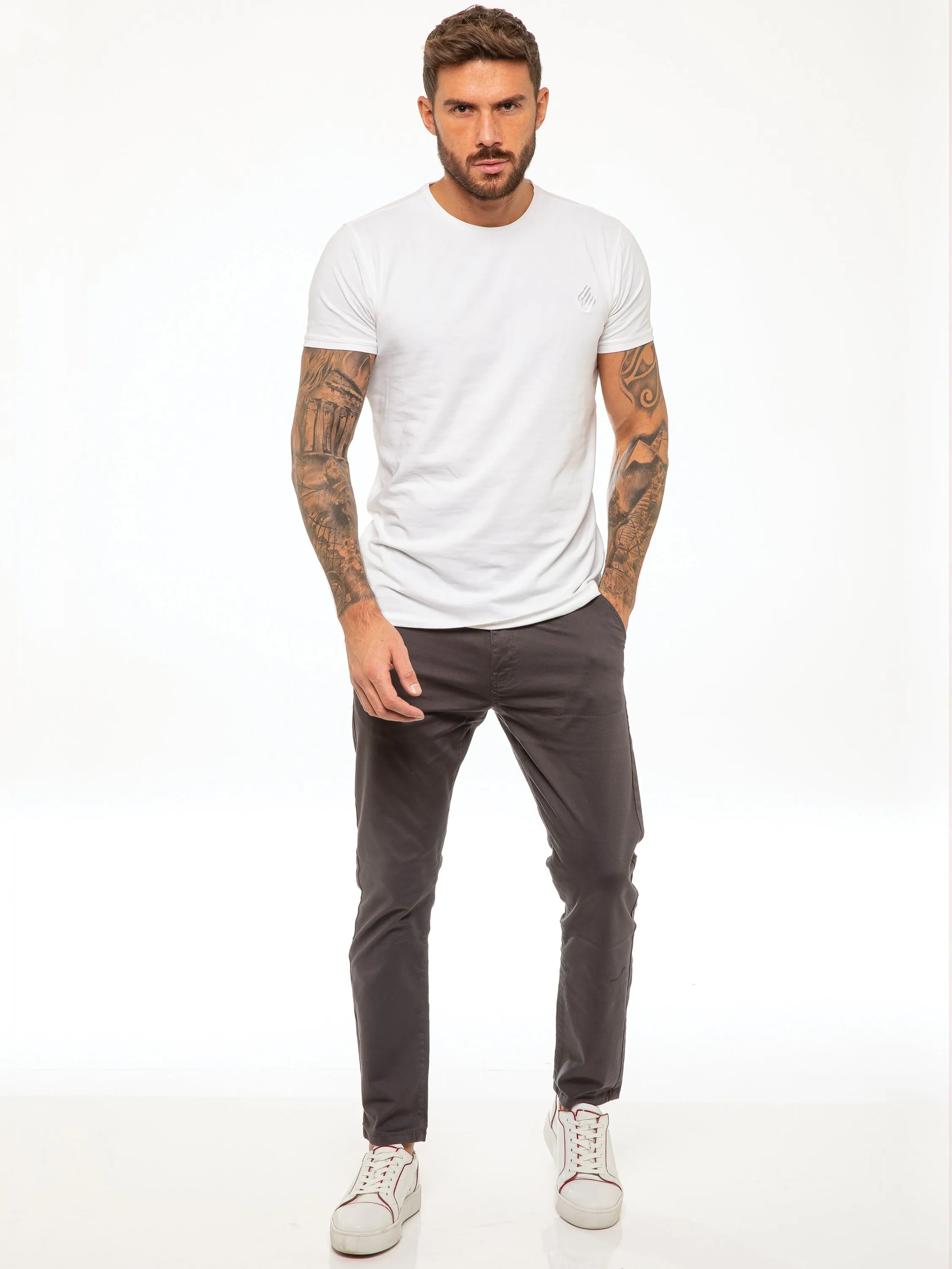 Kaiden Slim Stretch Trousers - Grey