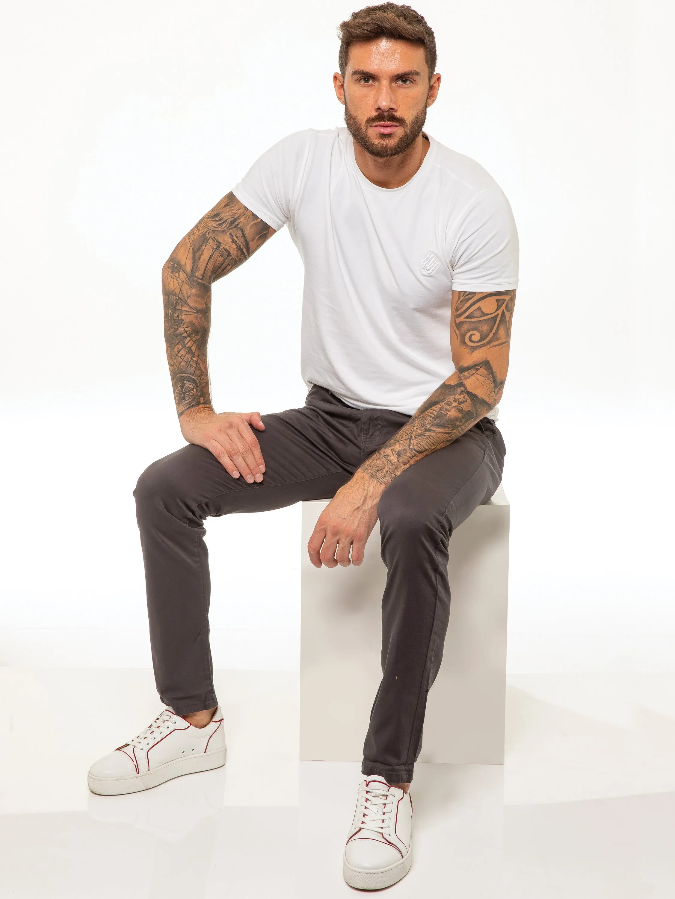 Kaiden Slim Stretch Trousers - Grey