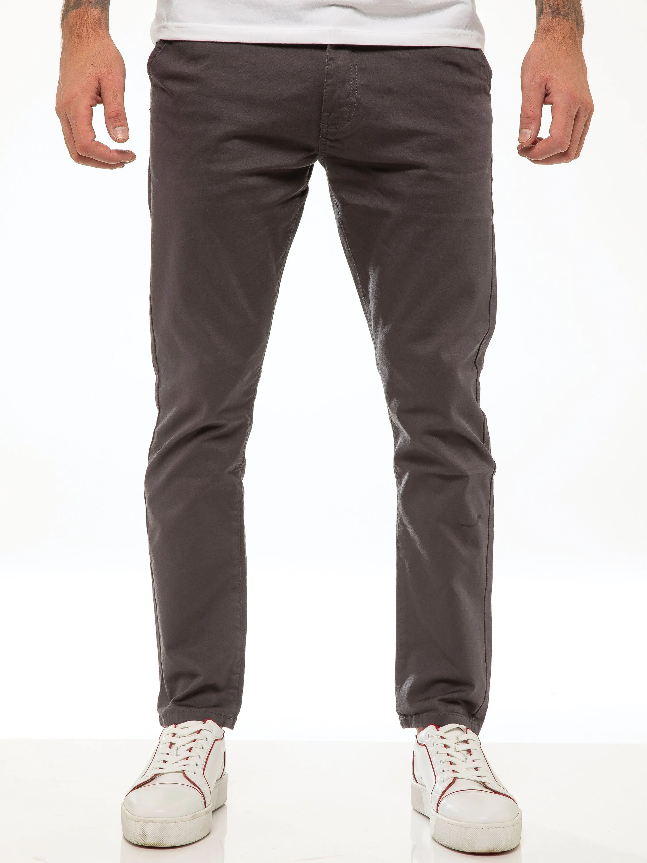 Kaiden Slim Stretch Trousers - Grey