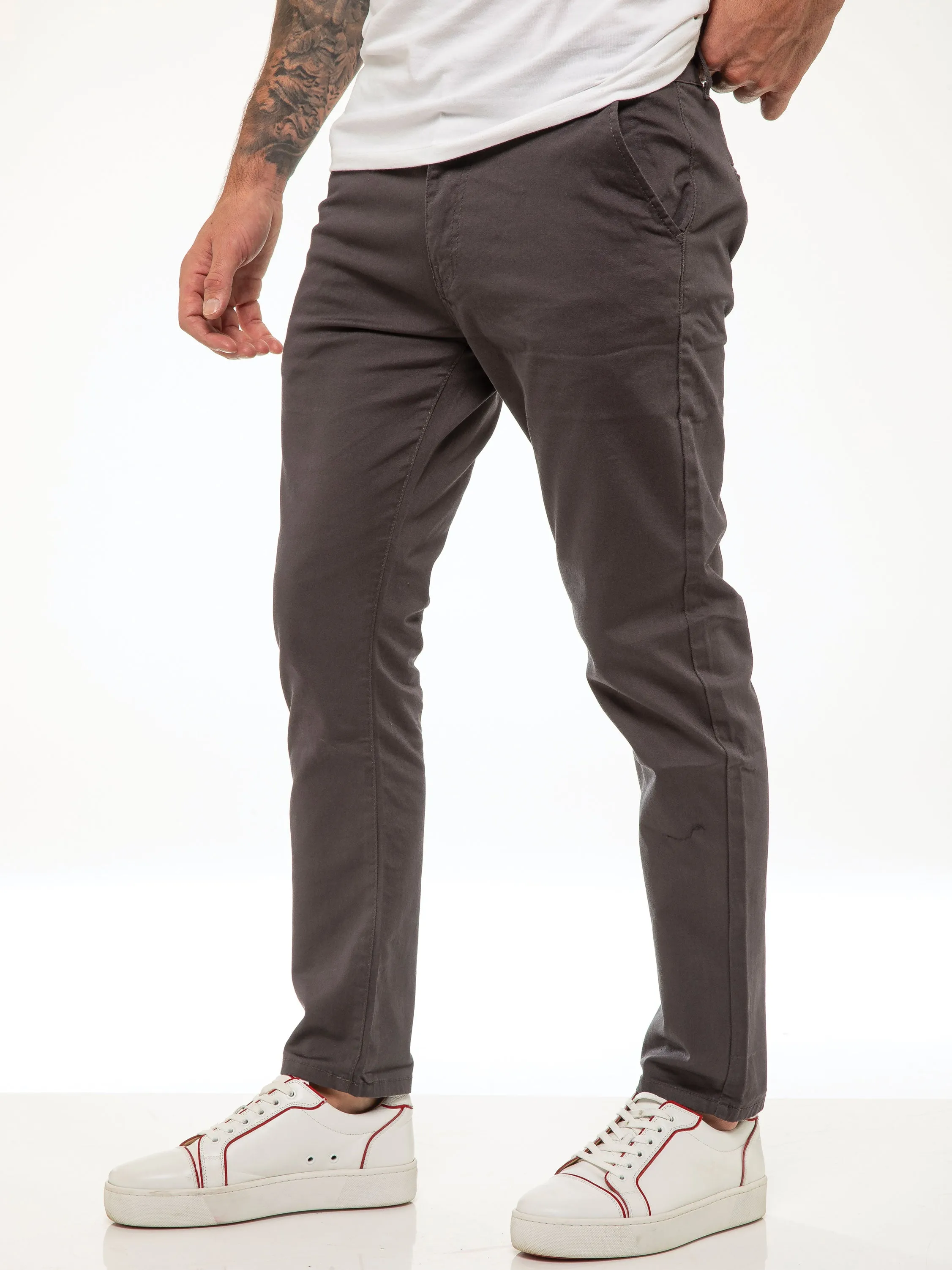 Kaiden Slim Stretch Trousers - Grey
