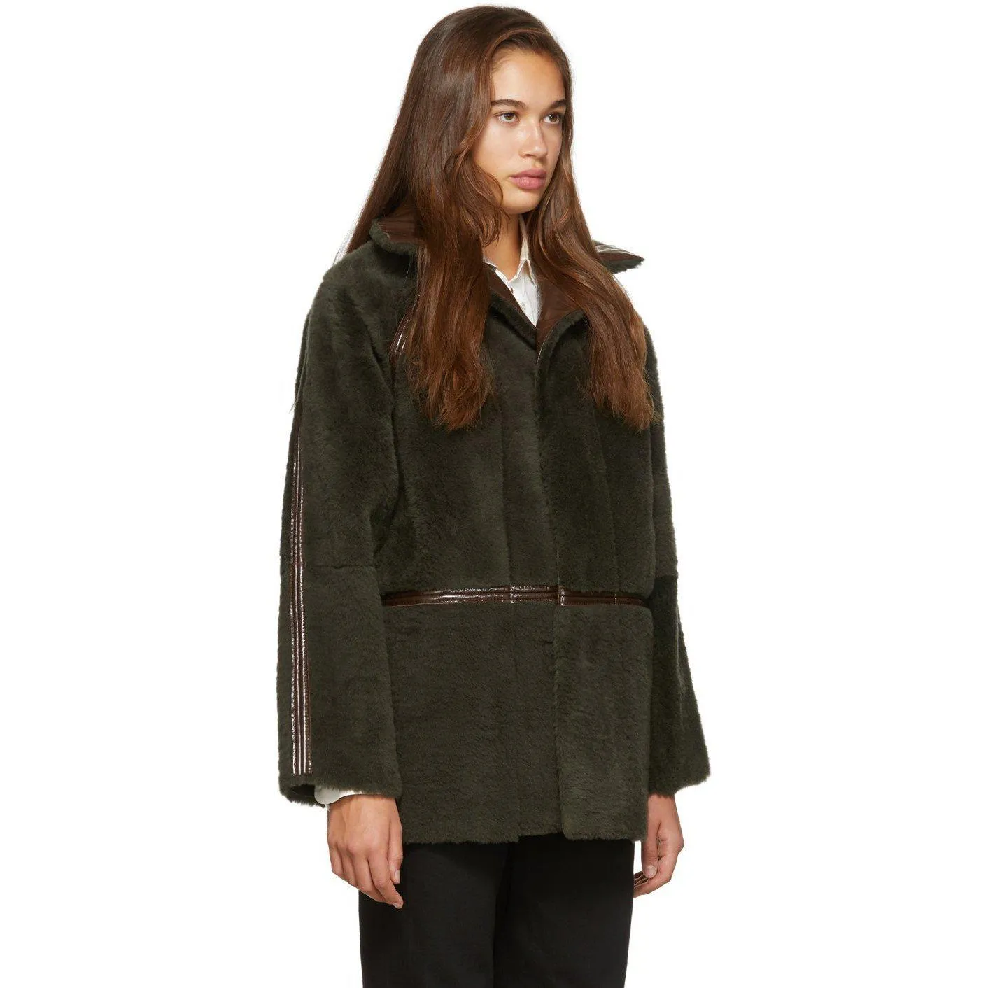 KASSL Editions Reversible Brown Lacquer Sheepskin Coat