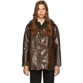 KASSL Editions Reversible Brown Lacquer Sheepskin Coat