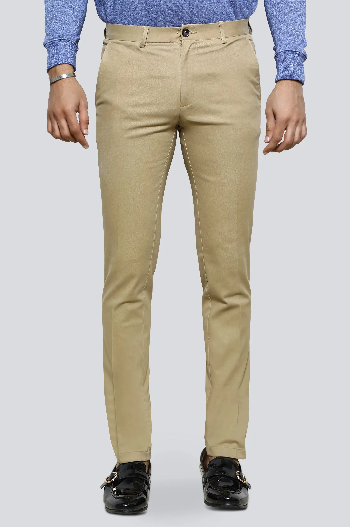 Khaki Cotton Smart Fit Trouser
