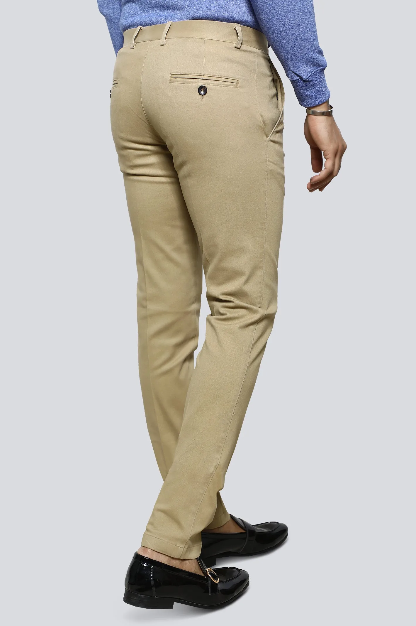 Khaki Cotton Smart Fit Trouser