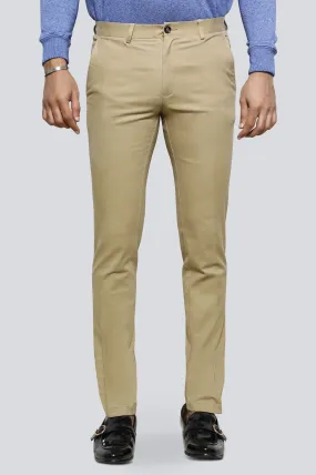 Khaki Cotton Smart Fit Trouser