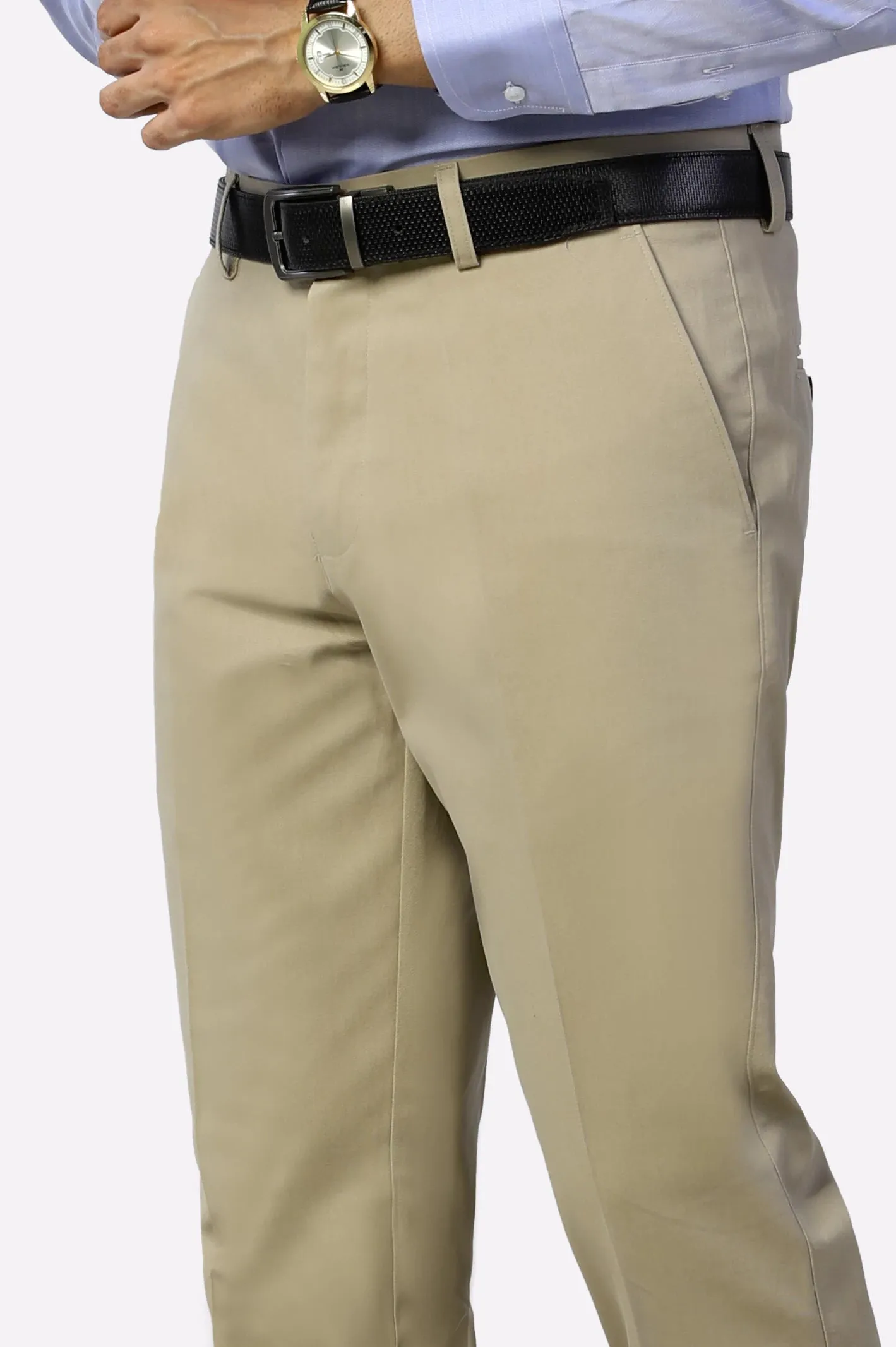 Khaki Regular Fit Cotton Trouser