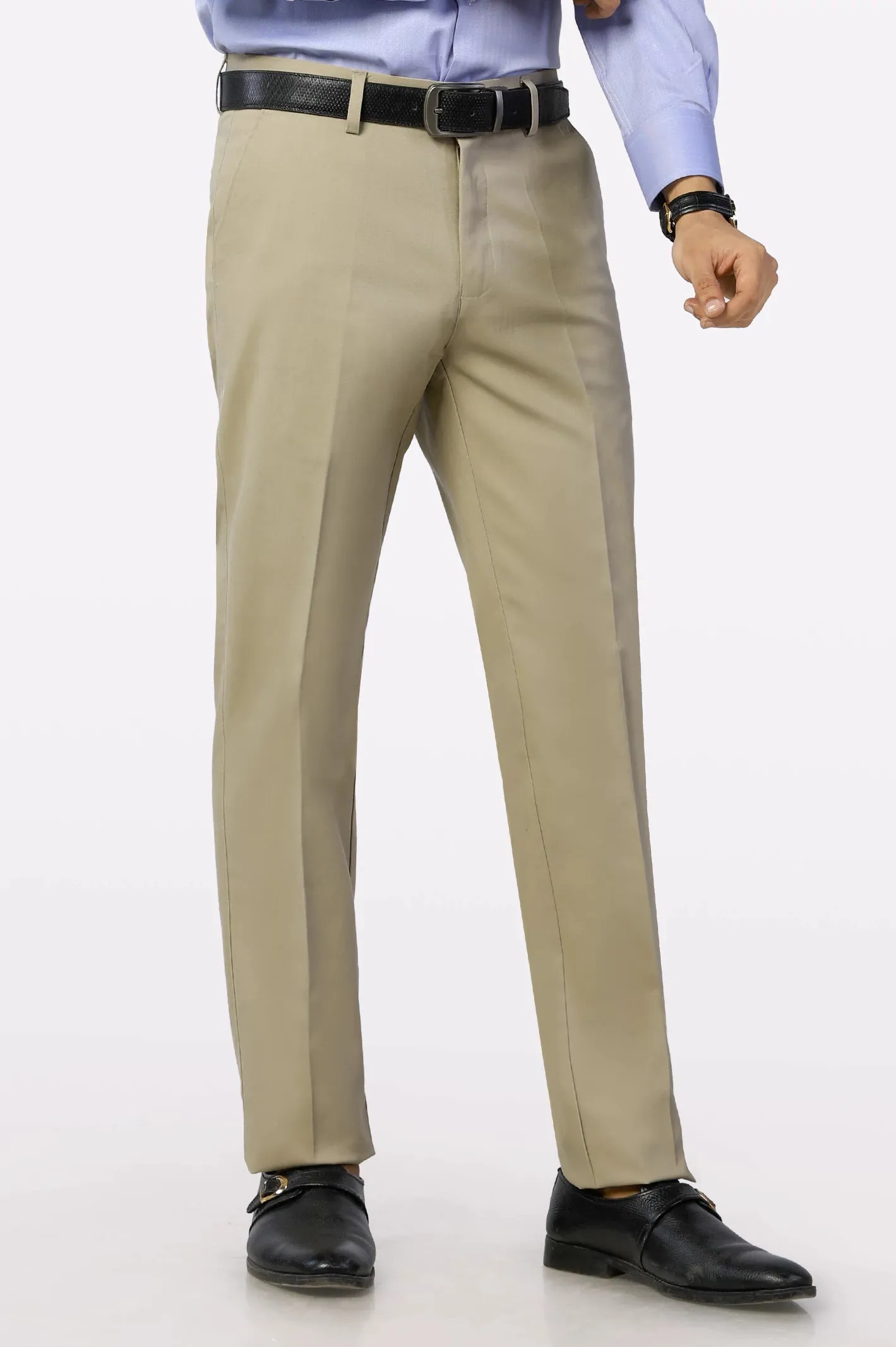 Khaki Regular Fit Cotton Trouser