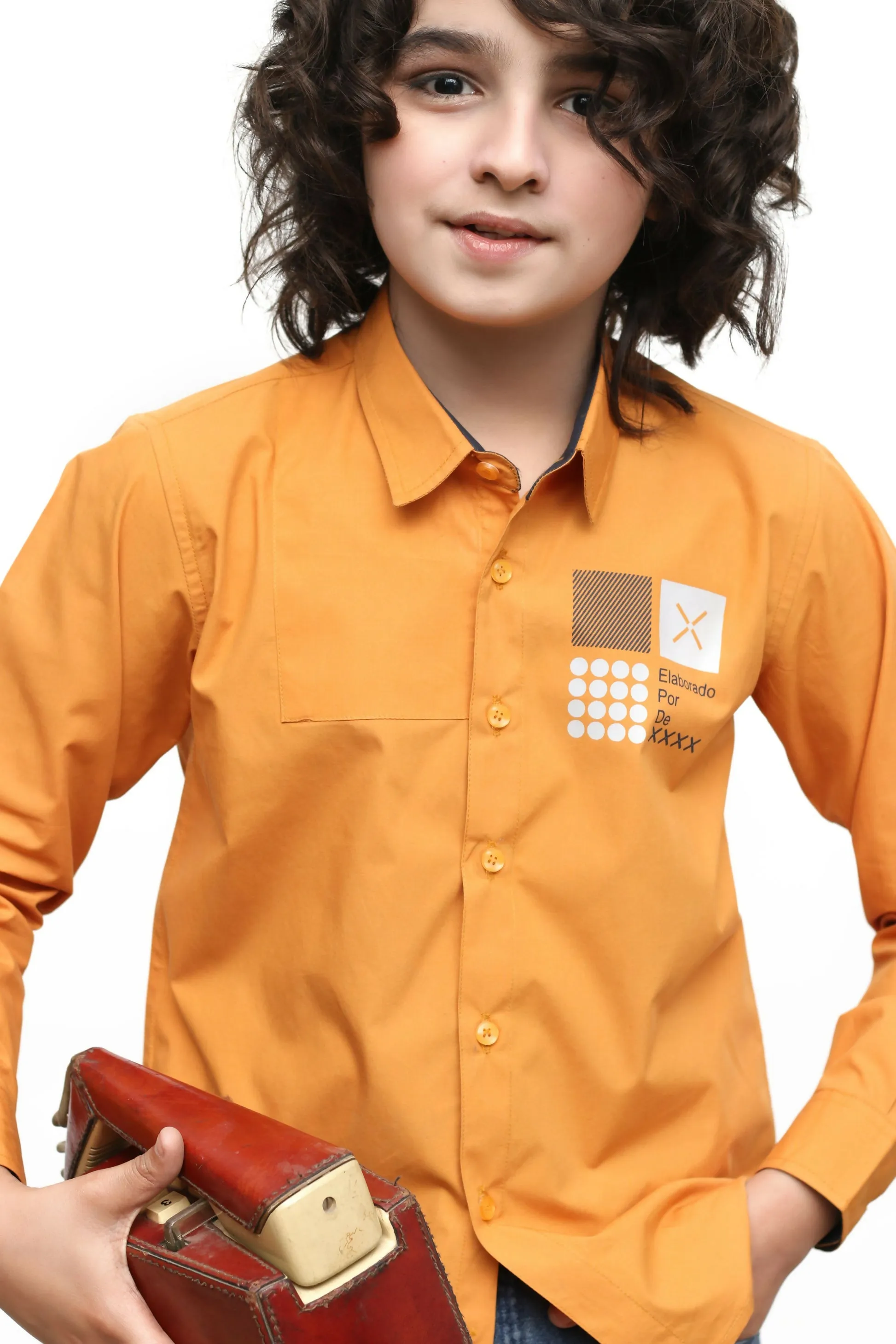 KID'S LIGHT ORANGE CASUAL SHIRT