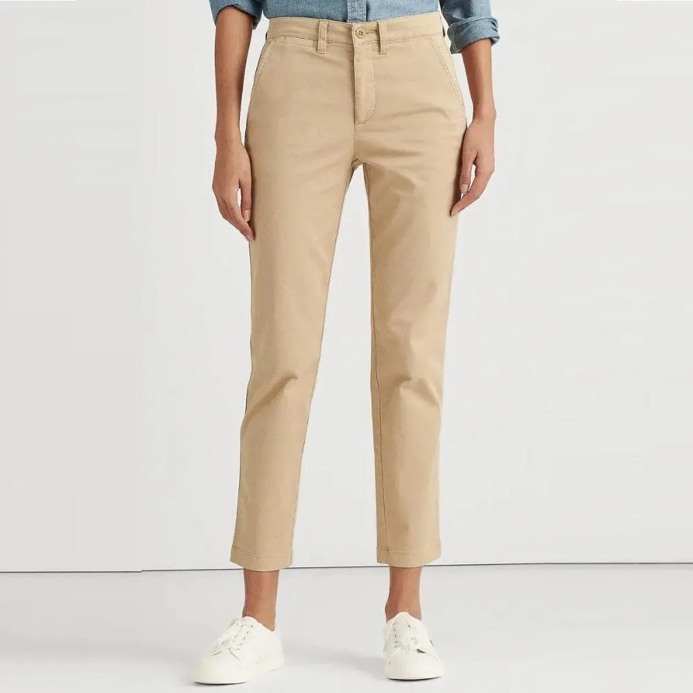 Lauren Ralph Lauren Cotton Ankle Grazer Chinos In Cream