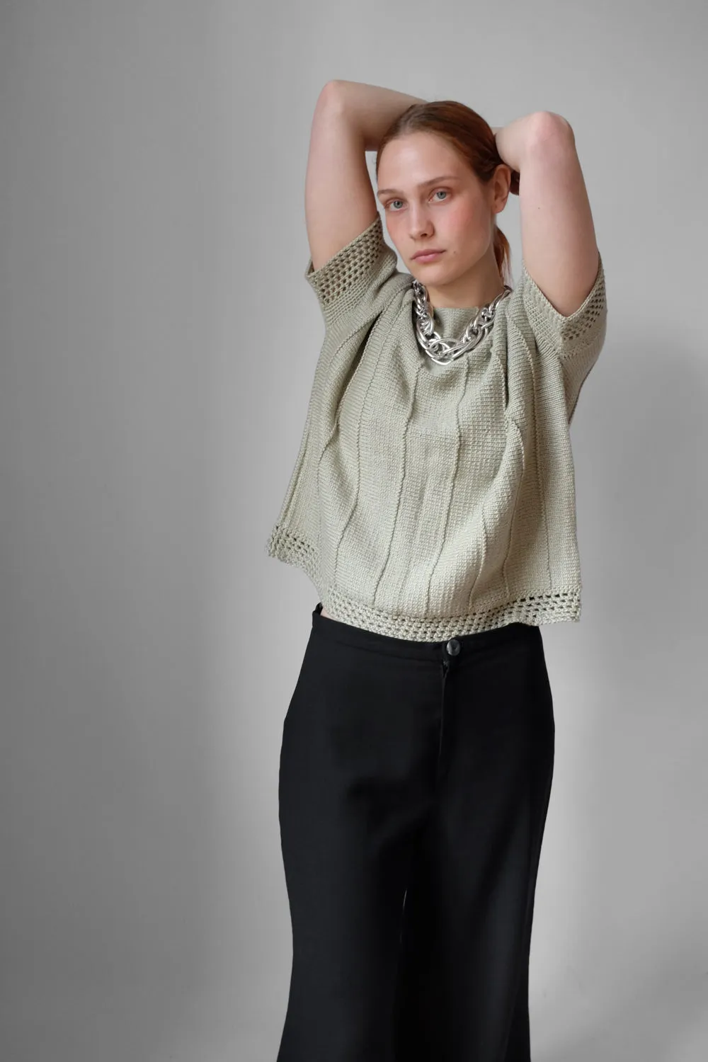 LAYER KNIT MINT COTTON VINTAGE CROP TOP
