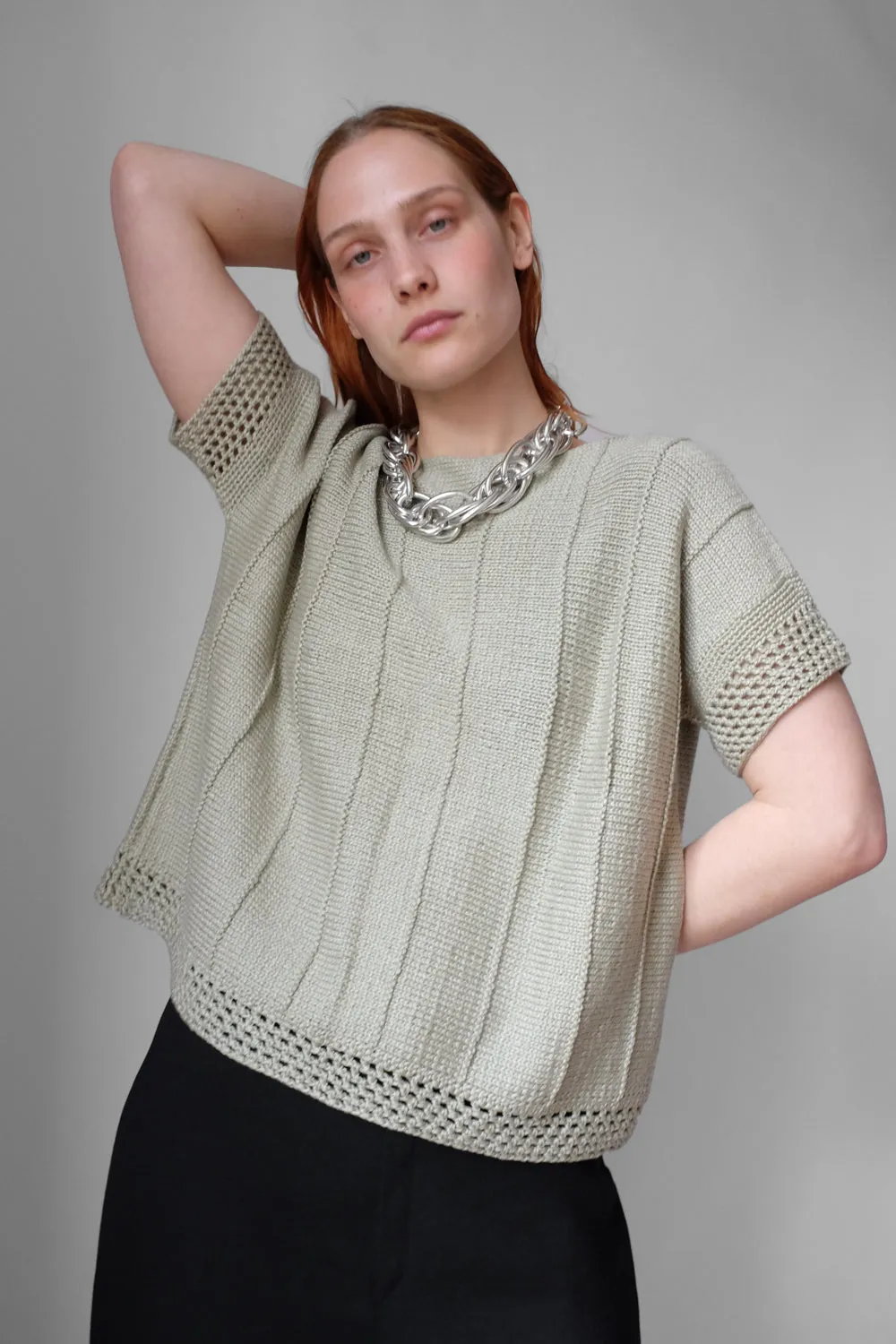 LAYER KNIT MINT COTTON VINTAGE CROP TOP
