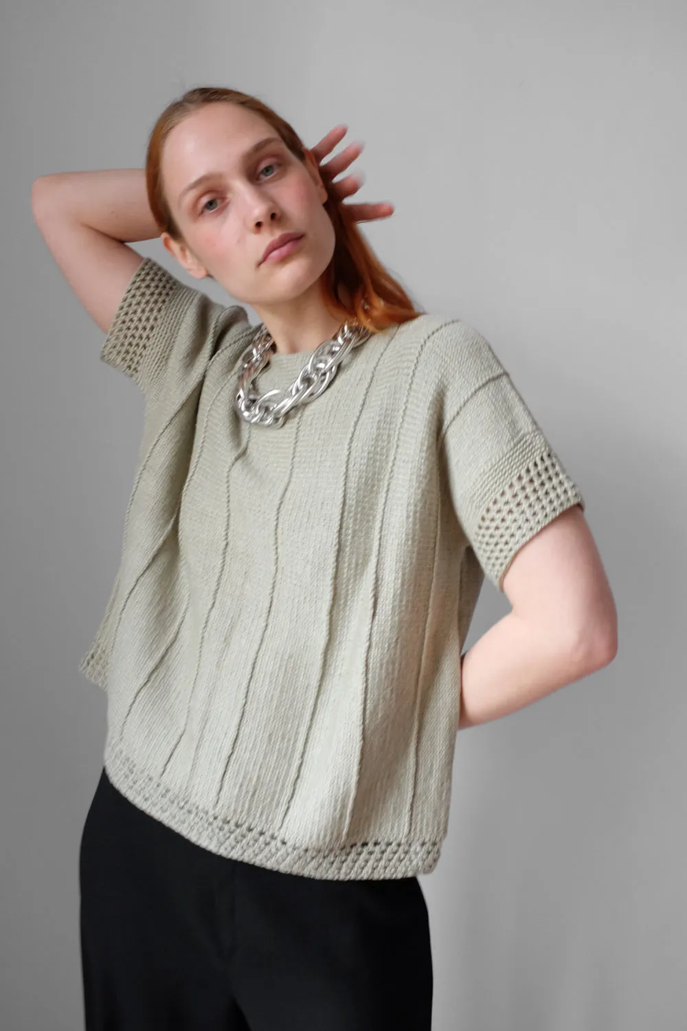 LAYER KNIT MINT COTTON VINTAGE CROP TOP