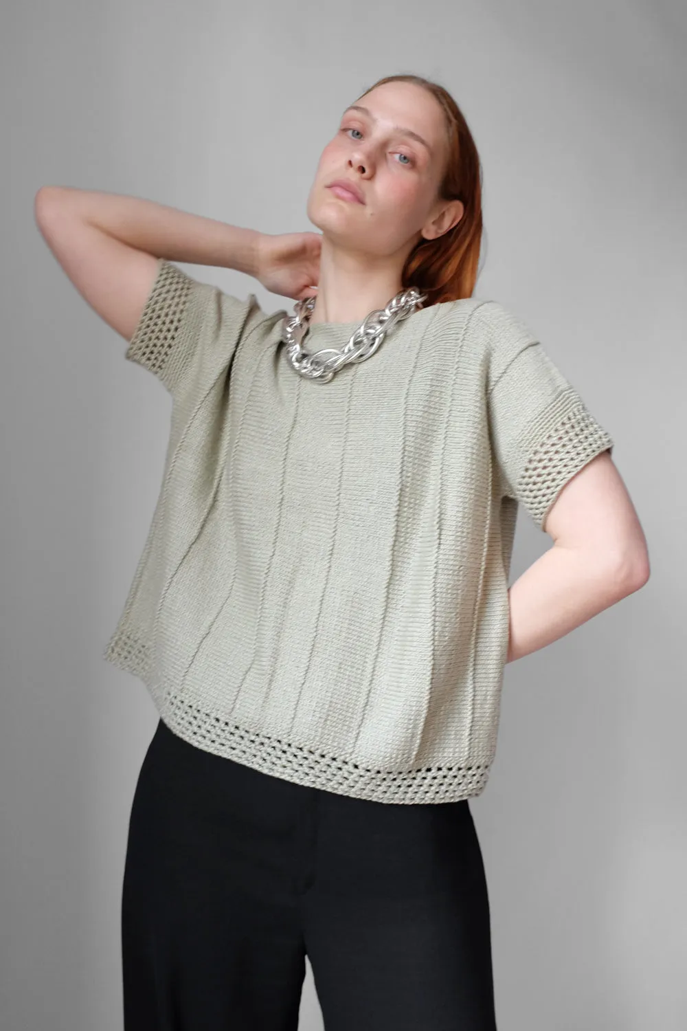 LAYER KNIT MINT COTTON VINTAGE CROP TOP