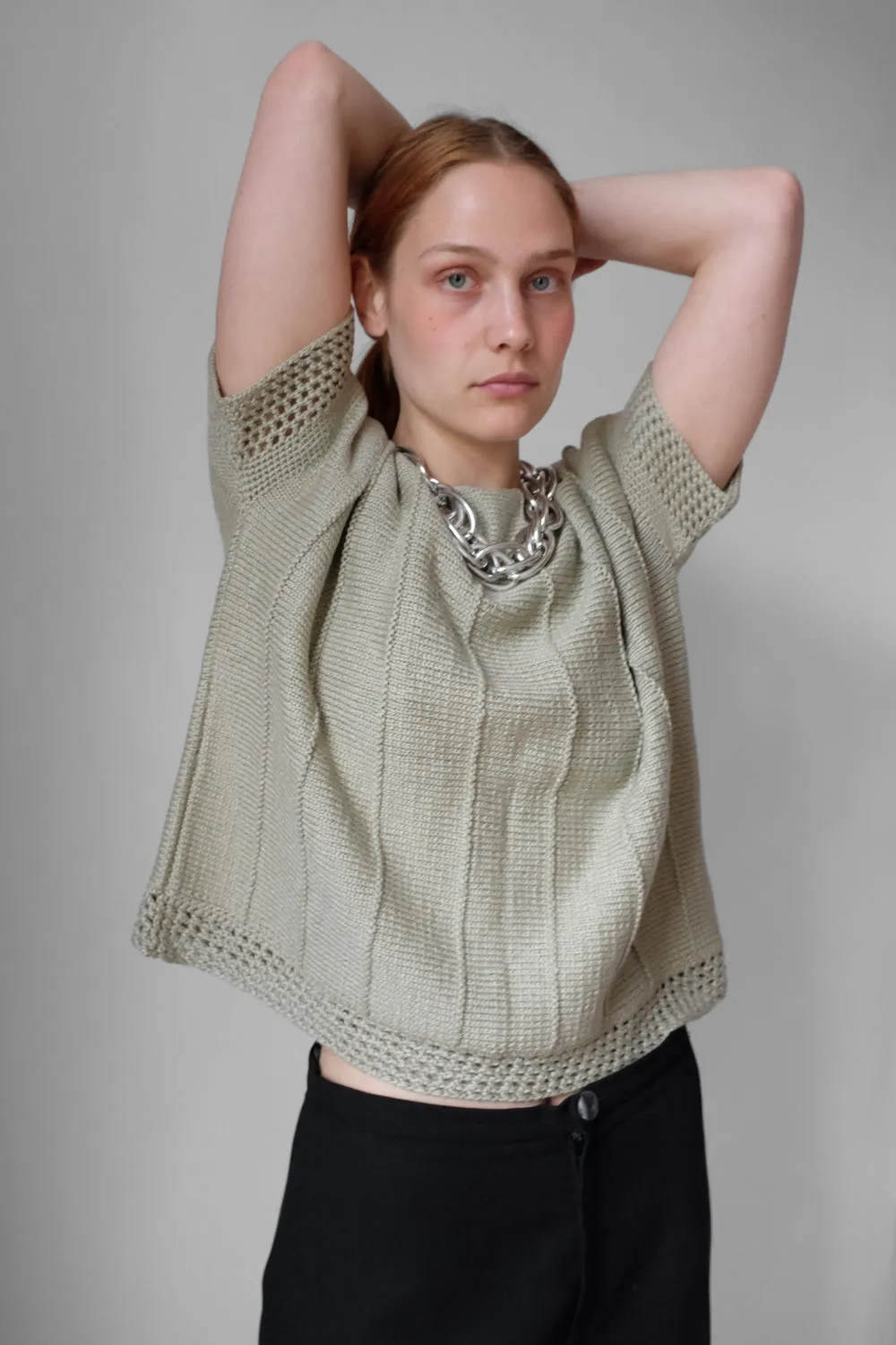 LAYER KNIT MINT COTTON VINTAGE CROP TOP
