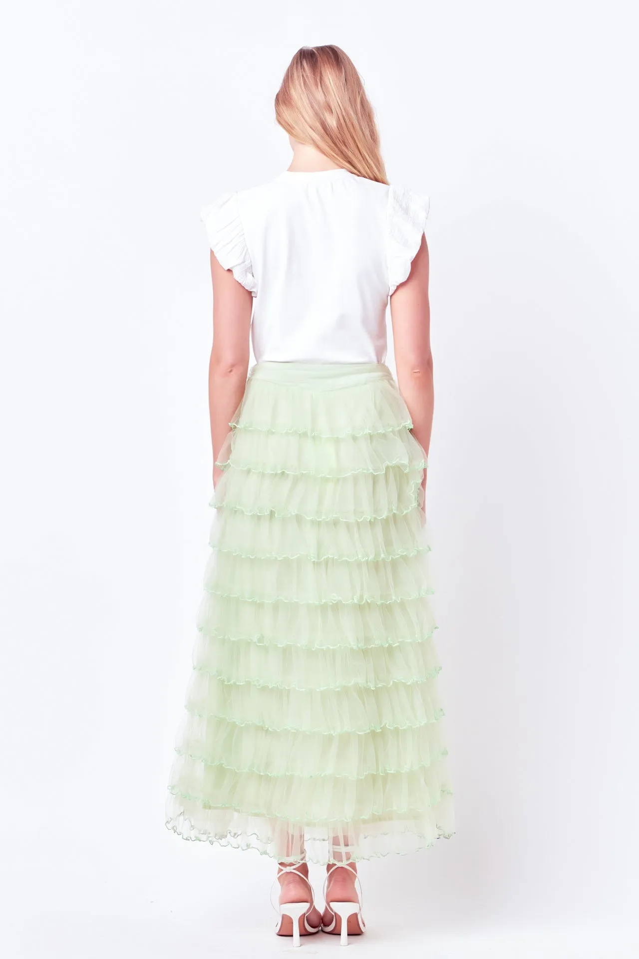 Layered Tulle Midi Skirt
