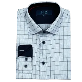 LEO & ZACHARY: Slate Window Pane Boy's Dress Shirt