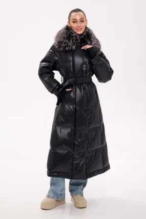 Lexi Genuine Silver Fox Fur Trim Down Fill Coat