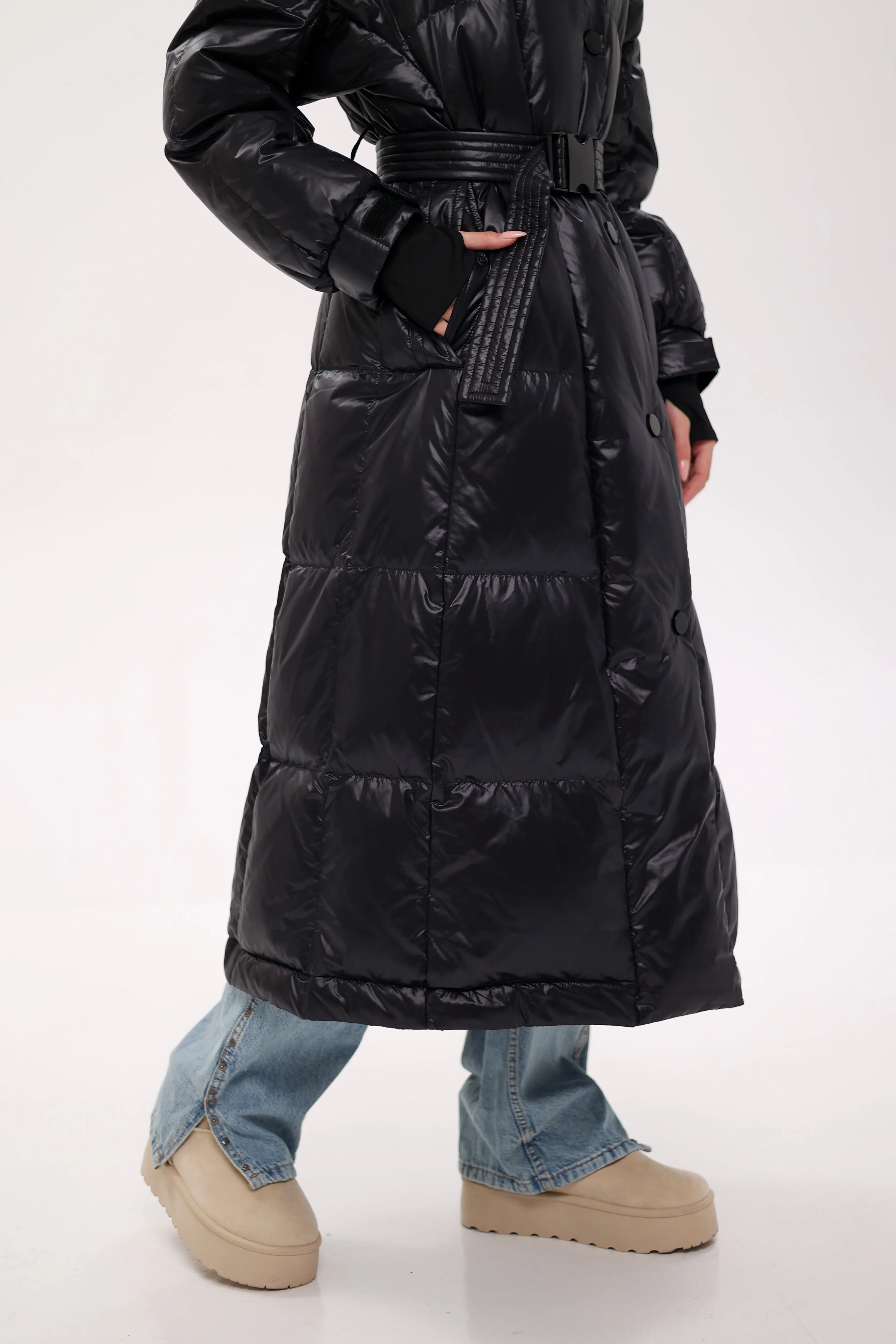 Lexi Genuine Silver Fox Fur Trim Down Fill Coat