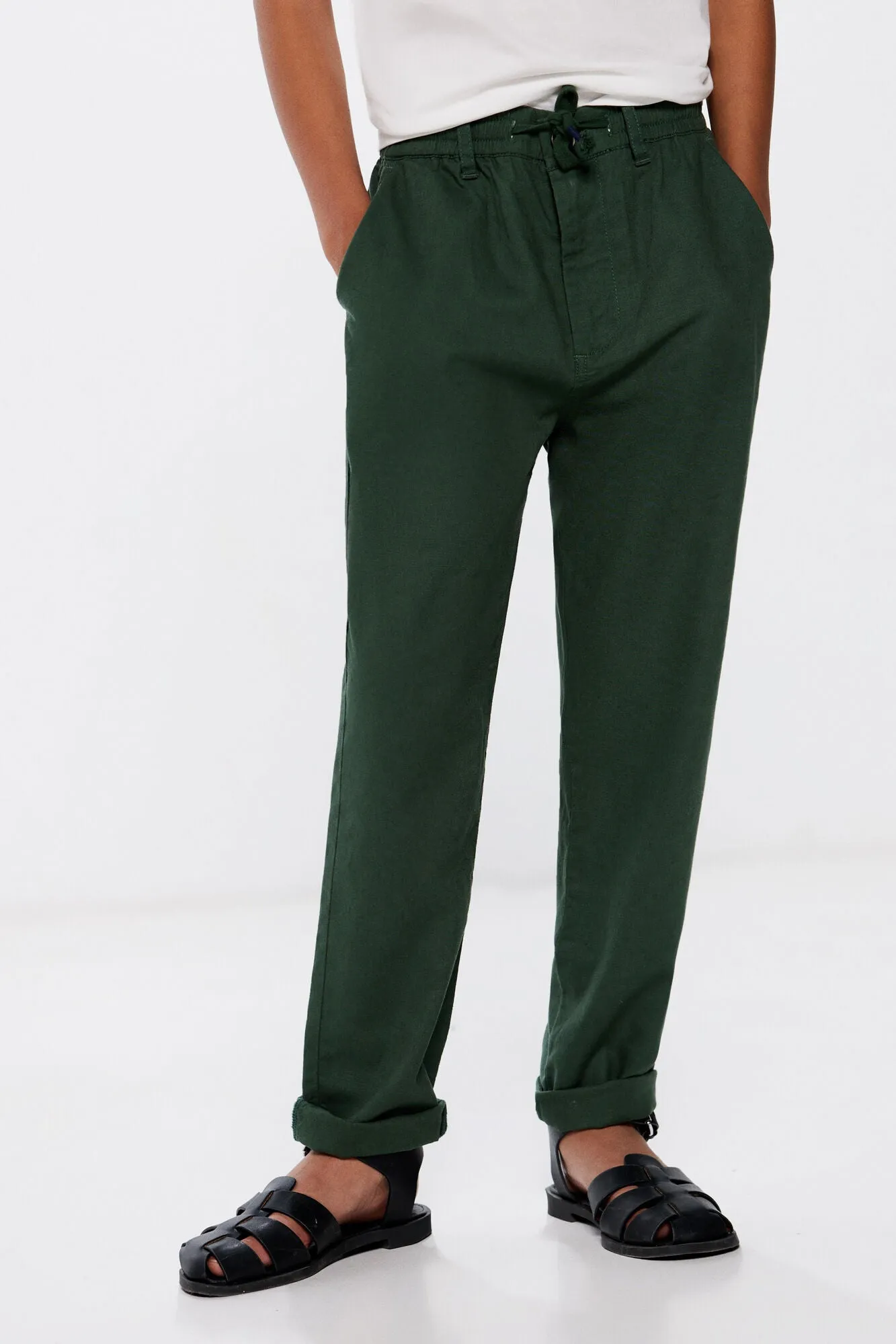 Linen drawstring chinos