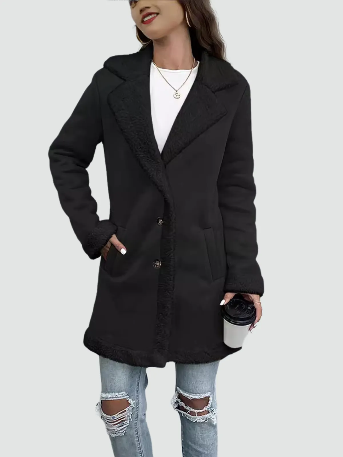 Mabel - Coat with Sherpa Lining
