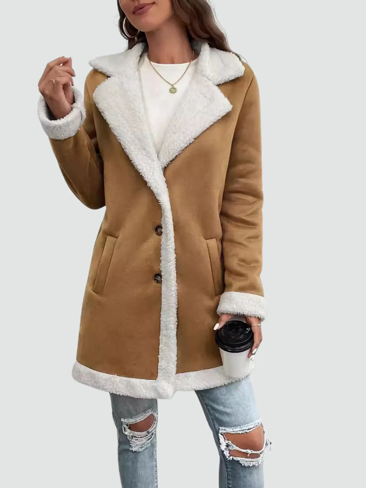 Mabel - Coat with Sherpa Lining