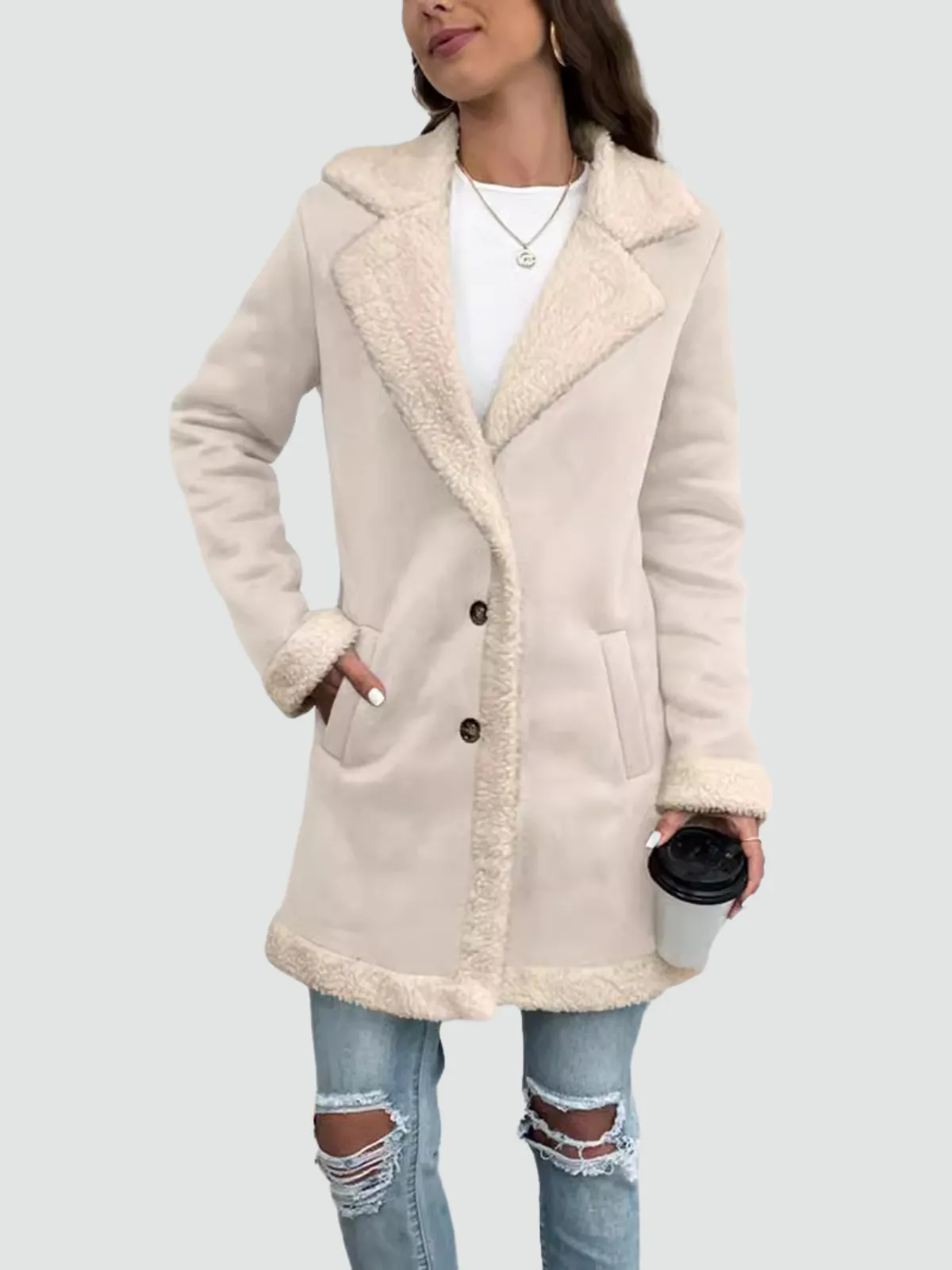 Mabel - Coat with Sherpa Lining