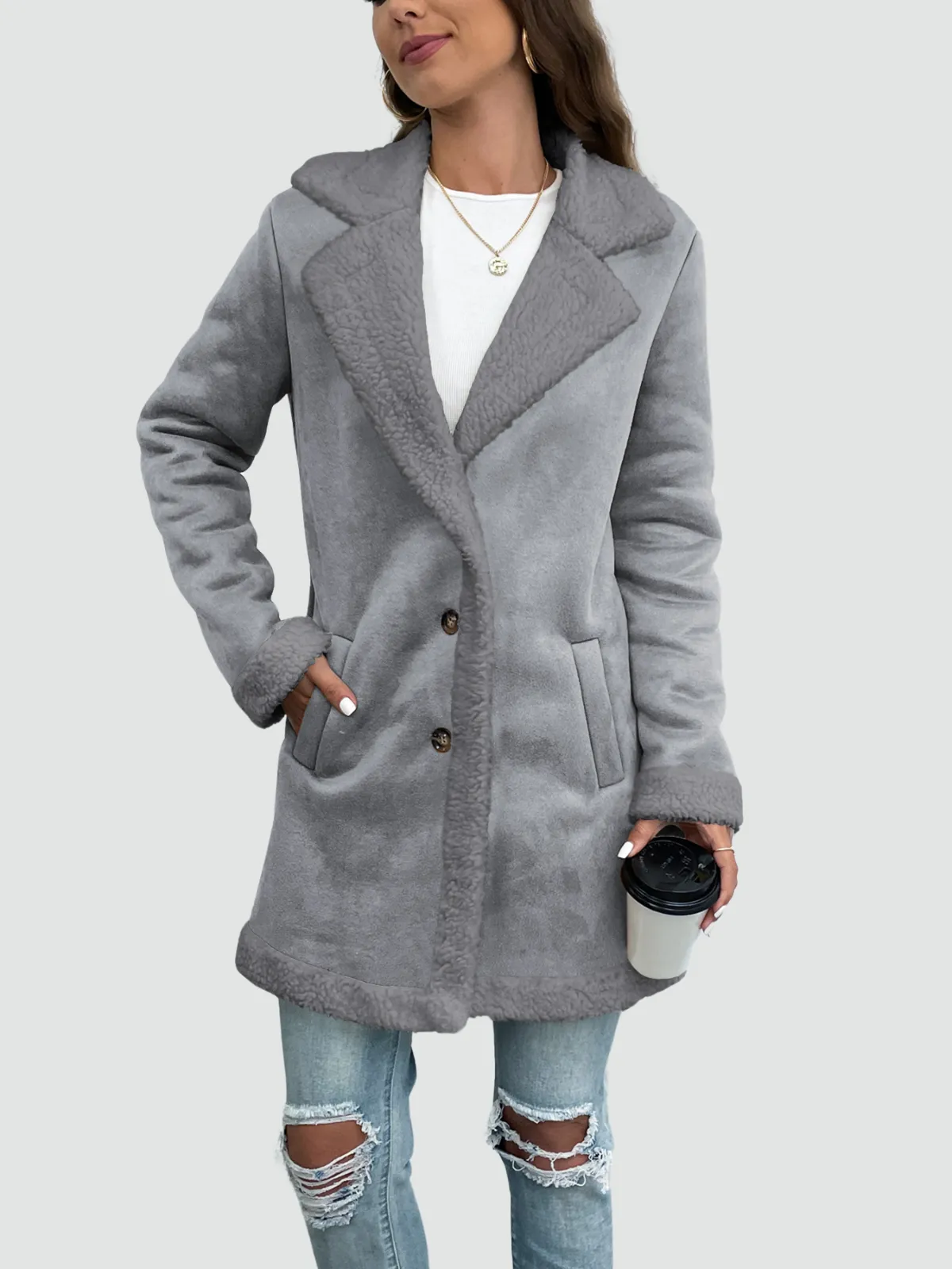 Mabel - Coat with Sherpa Lining