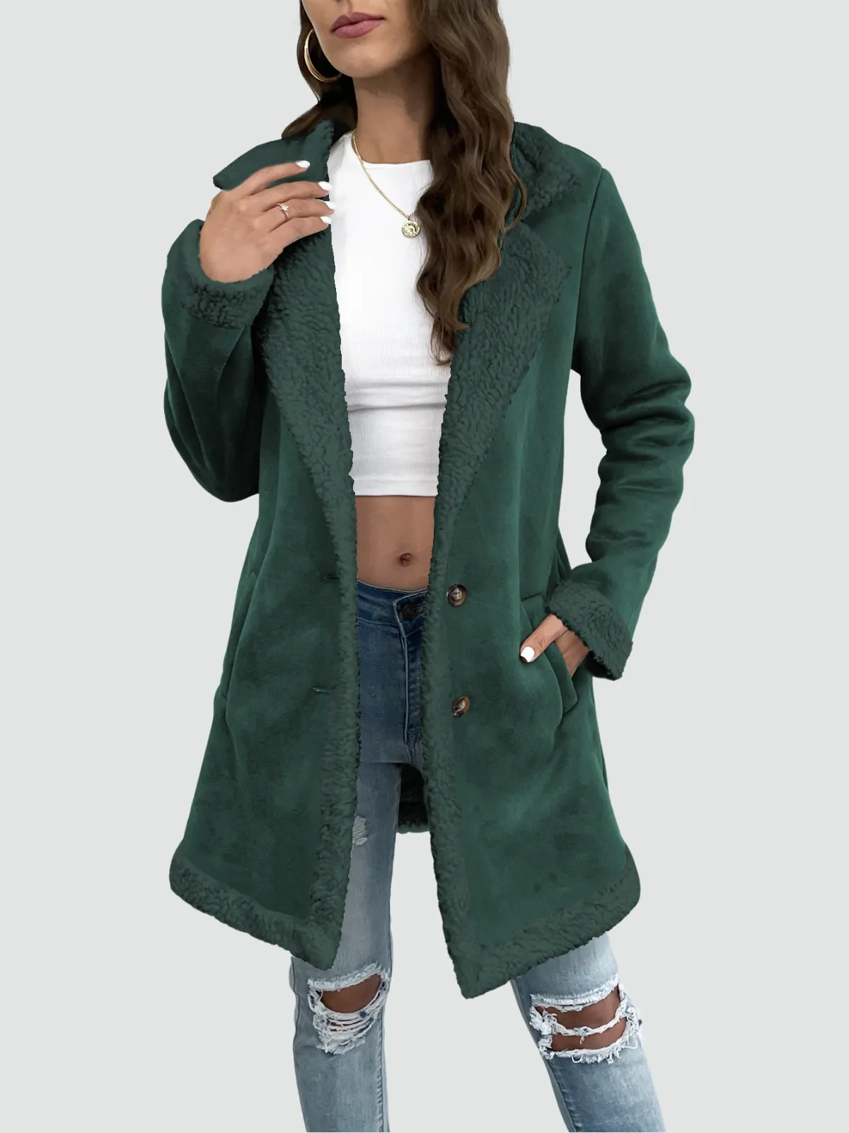 Mabel - Coat with Sherpa Lining