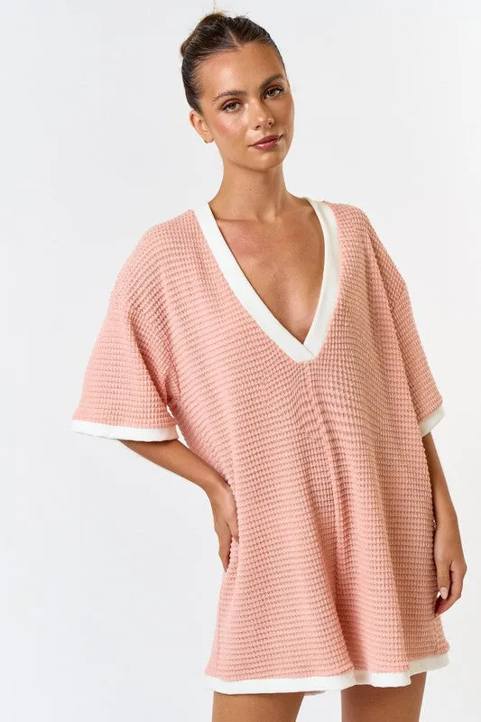 Malibu Waffle Knit Contrast Romper