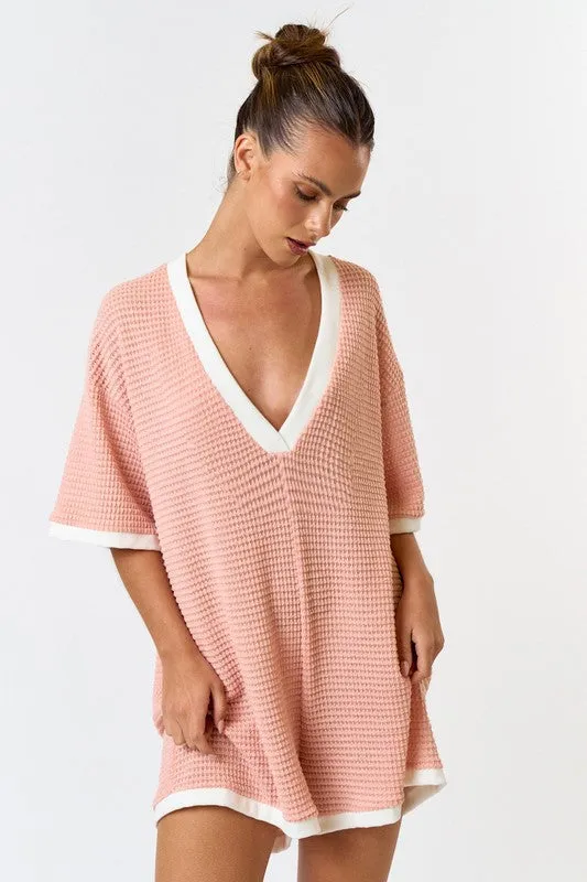 Malibu Waffle Knit Contrast Romper