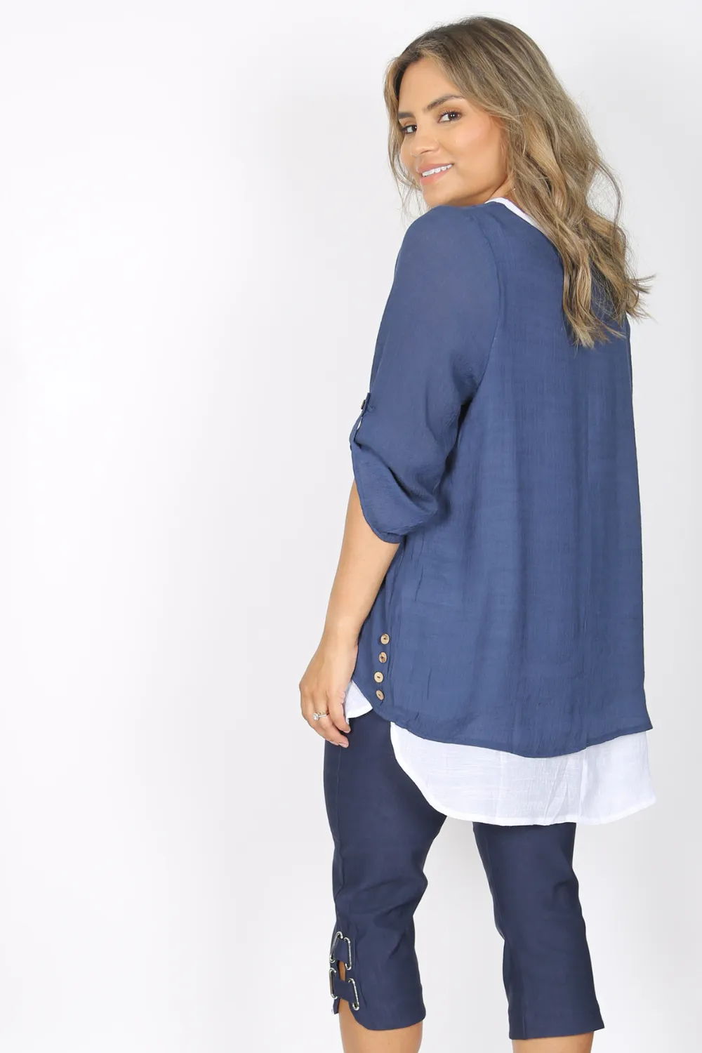MARIA Navy Double Layer Top