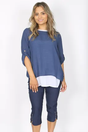 MARIA Navy Double Layer Top