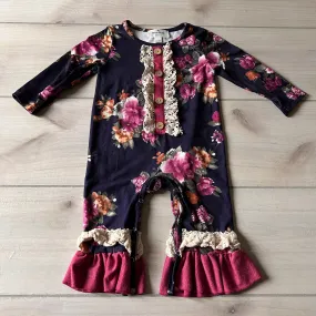 Marie Nicole Navy Floral Romper
