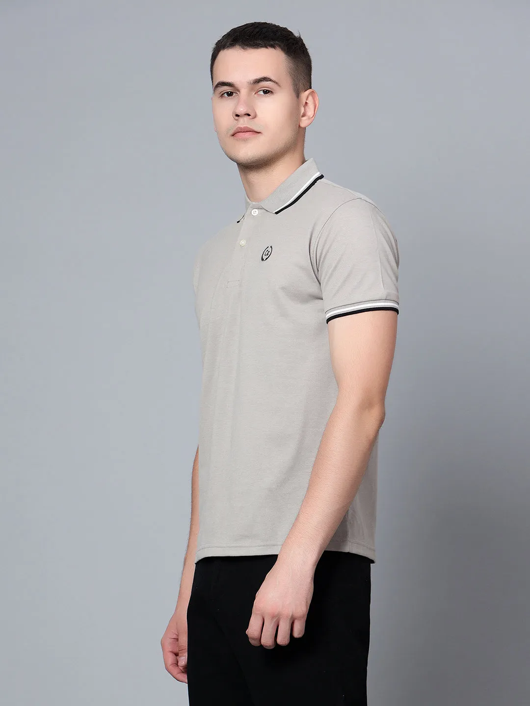 Men Grey Polo T-Shirt