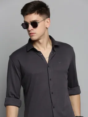 Men Grey Solid Casual Shirt