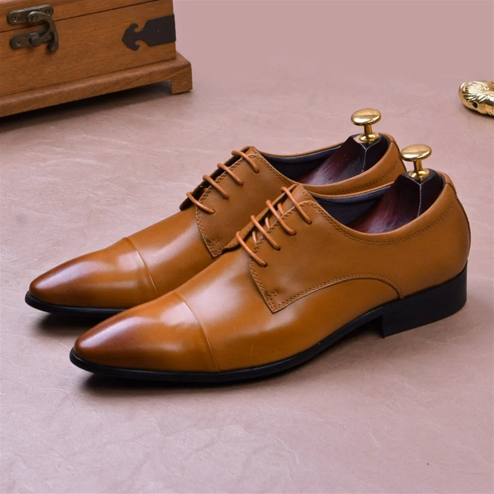 Men Lace Up Pointed Captoe Oxford Shoes