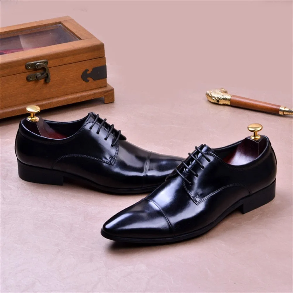 Men Lace Up Pointed Captoe Oxford Shoes