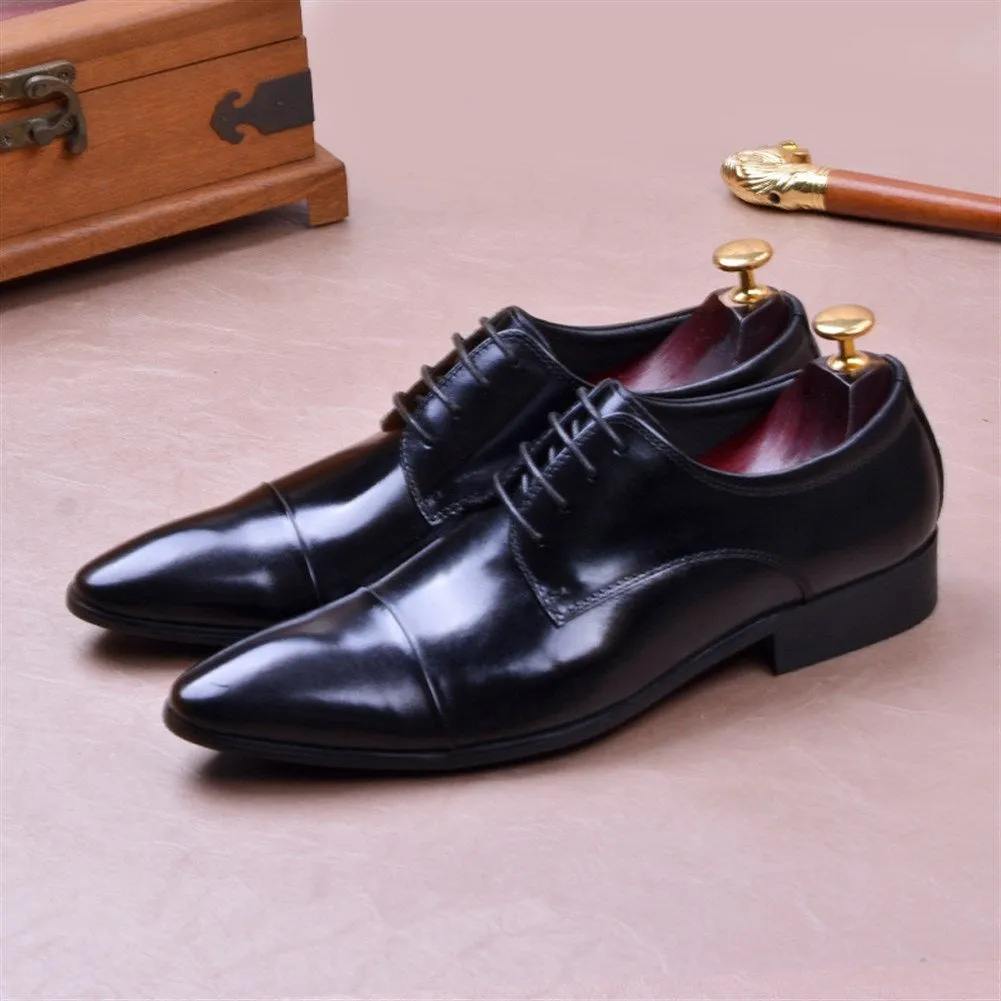 Men Lace Up Pointed Captoe Oxford Shoes