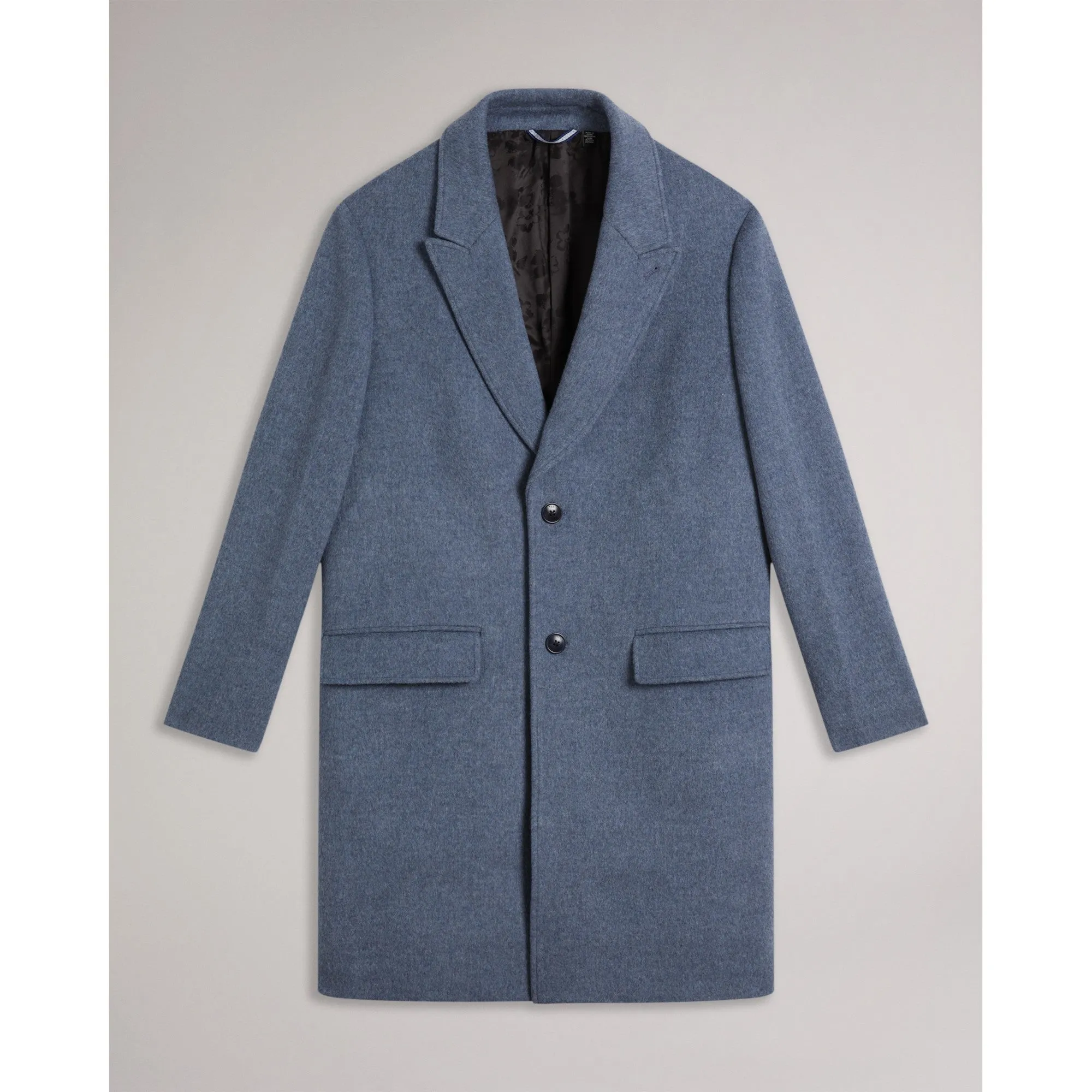 Men Mmo-Raydon-Pure Wool Single Breasted Overcoat - Mid-Blue
