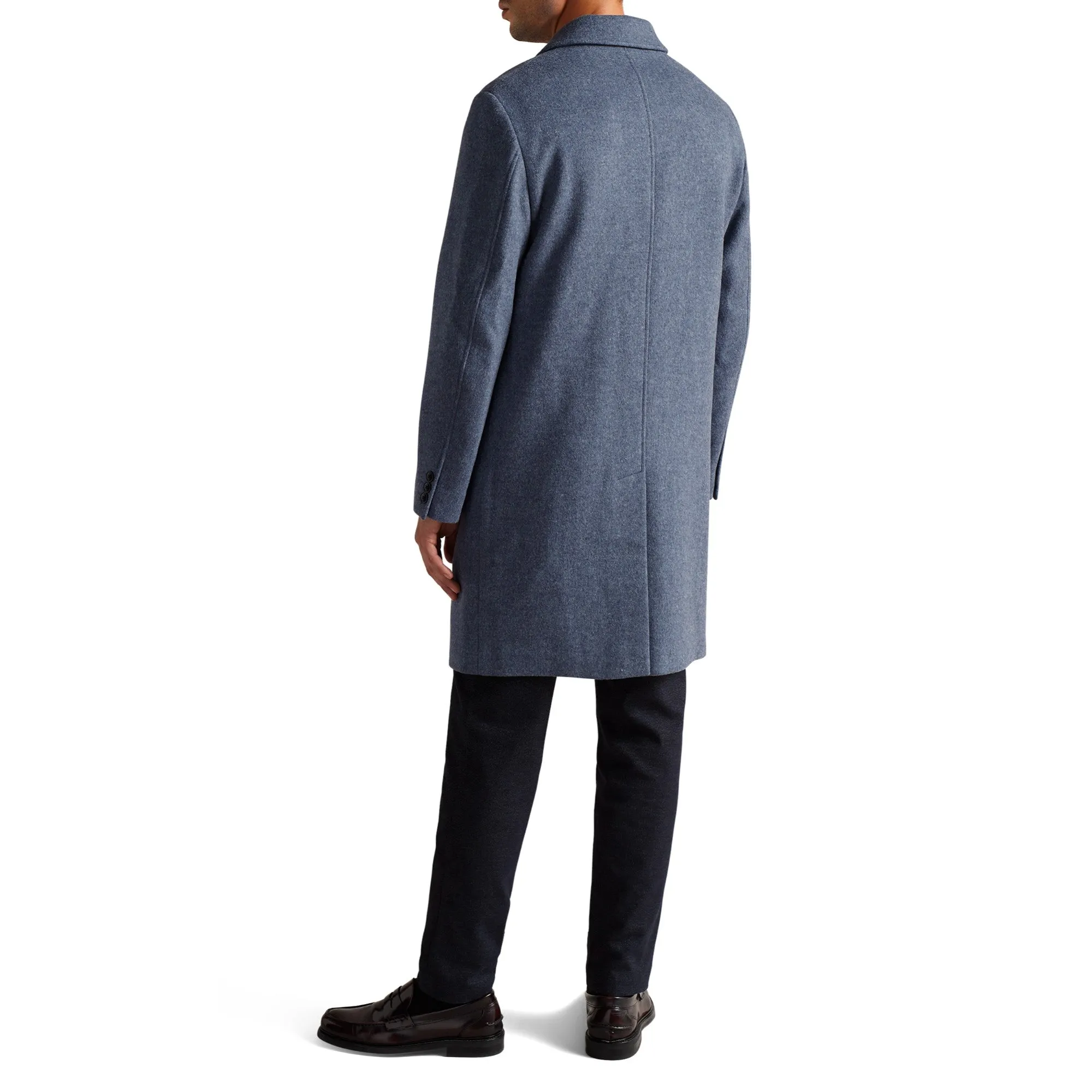 Men Mmo-Raydon-Pure Wool Single Breasted Overcoat - Mid-Blue