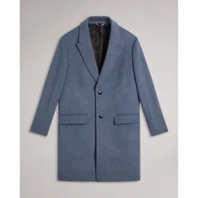 Men Mmo-Raydon-Pure Wool Single Breasted Overcoat - Mid-Blue